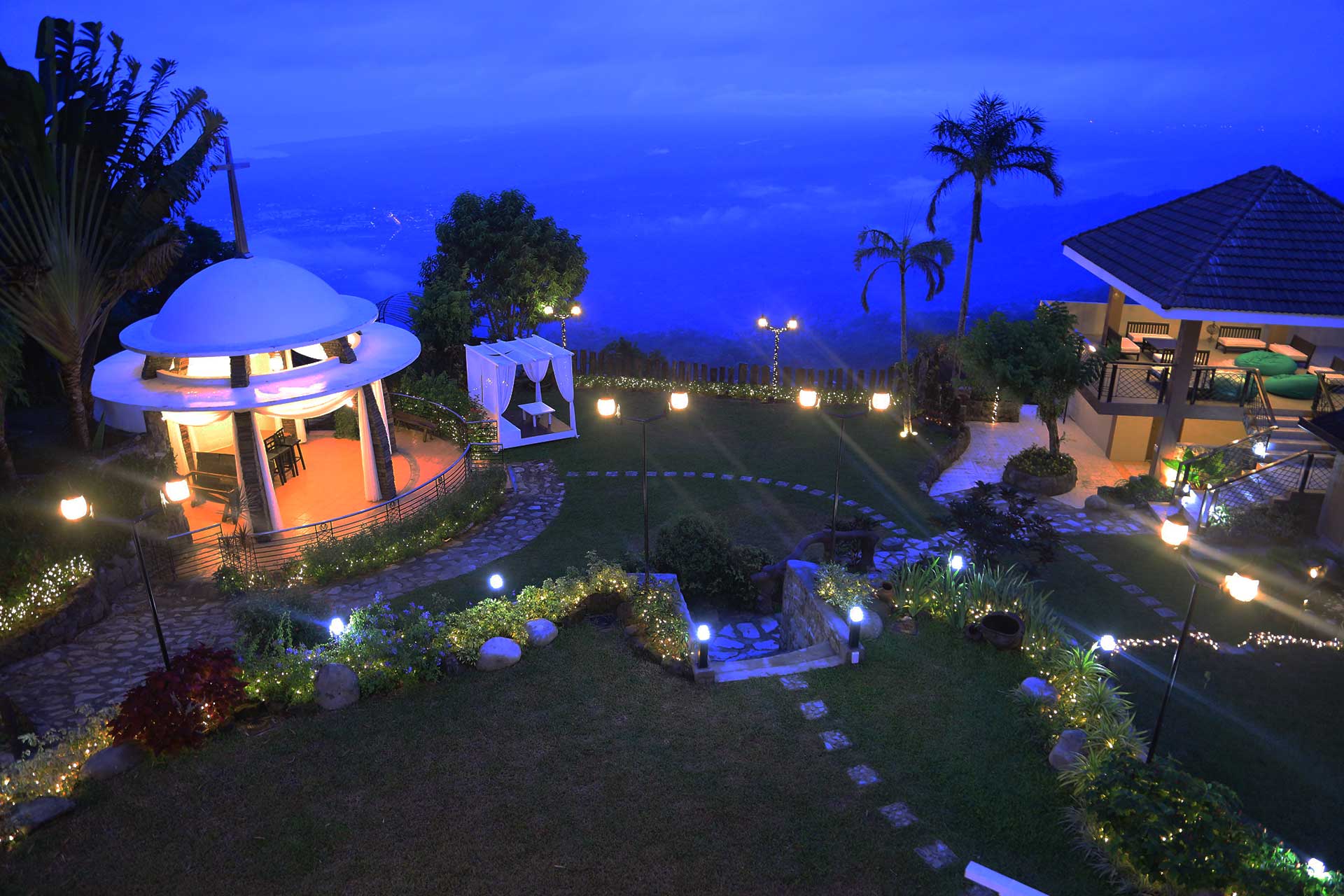 Lakeview Suites Garden at Night